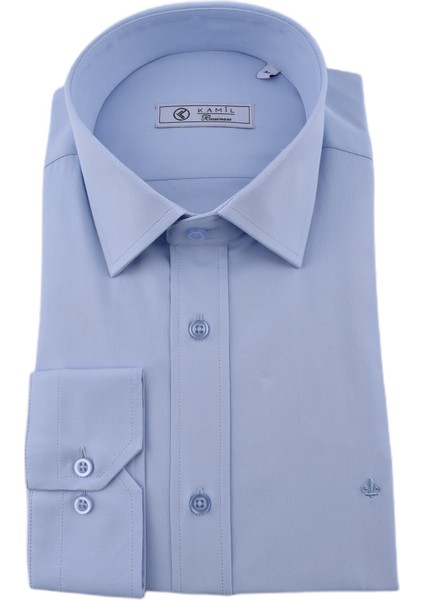 10-Pamuk Lycra Slimfit Gömlek/mavi/xl