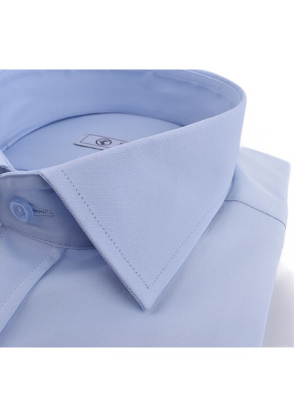 10-Pamuk Lycra Slimfit Gömlek/mavi/xl