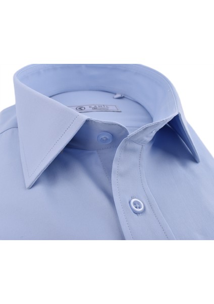10-Pamuk Lycra Slimfit Gömlek/mavi/xl
