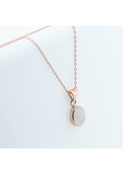 Ay Taşlı Rose Gold Kaplama Doğal Taş Gümüş Kolye indirimleri