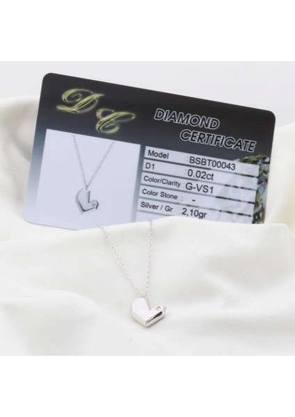 Pırlanta Taş Kalp 0.02 Ct Rodyum Micron Kaplama Gümüş Kolye fiyatları