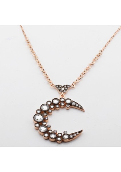 Elmas Montür Hilal Rose Gold Kaplama Gümüş Kolye fiyatları