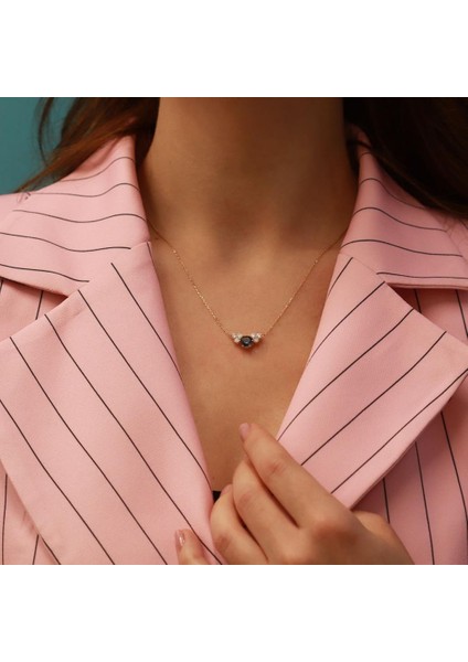 Prenses Model Swarovski Rose Gold Kaplama Kolye