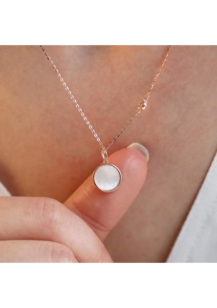 Sedef Taşlı Ay Yıldız Figürlü Rose Gold Kaplama Gümüş Kolye fırsatları
