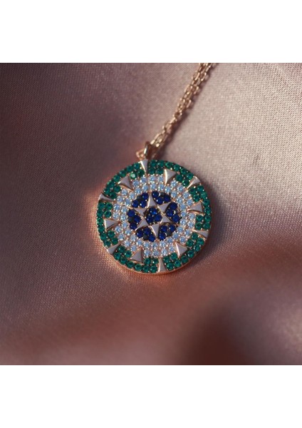 Renkli Zirkon Taşlı Yıldız Rose Gold Kaplama Gümüş Kolye fiyatları