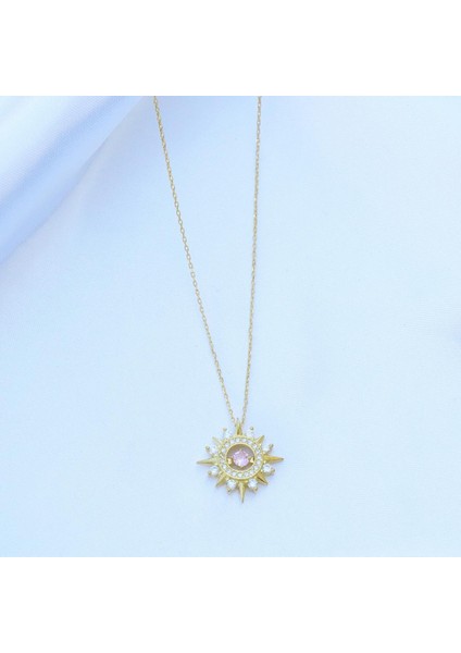 Pembe Zirkon Taşlı Gold Kaplama Lodestar Gümüş Kolye fiyatları
