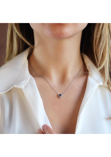 Mistik Topaz Taşlı Mini Sevgili Gümüş Kolye
