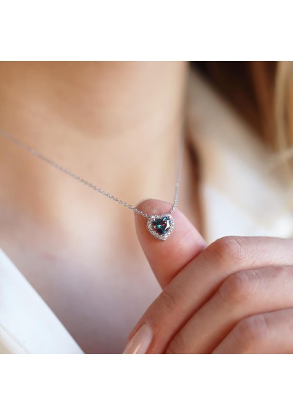 Mistik Topaz Taşlı Mini Sevgili Gümüş Kolye modelleri