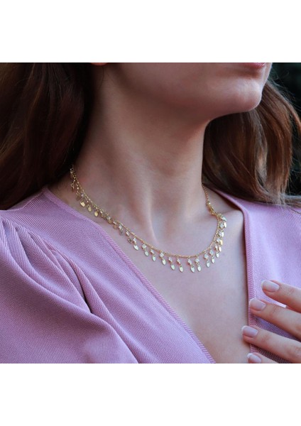 Damla Model Gold Kaplama Zirkon Taşlı Trend Kolye