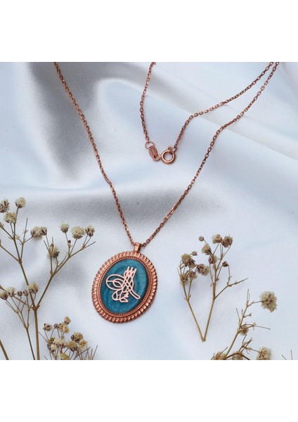 Mine Işli Osmanlı Tuğrası Rose Gold Kaplama Gümüş Kolye