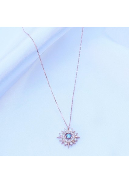 Mavi Zirkon Taşlı Rose Gold Kaplama Lodestar Gümüş Kolye fırsatları