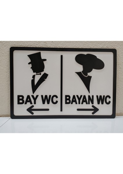 Bay Bayan Wc Yönlendirme Levhası Beyaz Mdf Üzeri Siyah Mdf modelleri