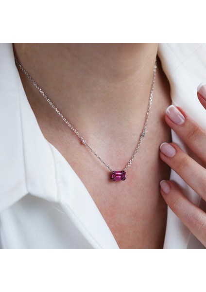 Baget Kesimli Pembe Gümüş Kolye fiyatları