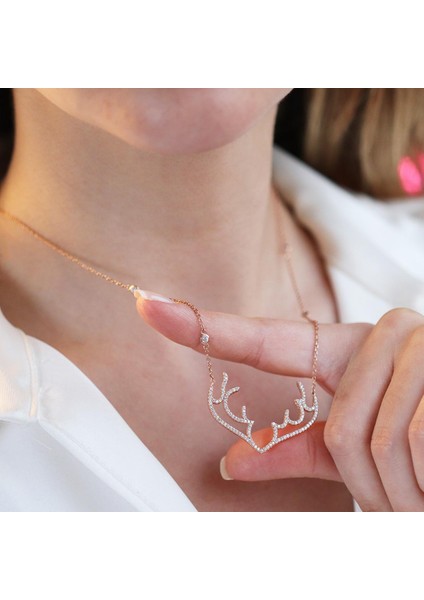 Geyik Model Rose Gold Kaplama Gümüş Kolye