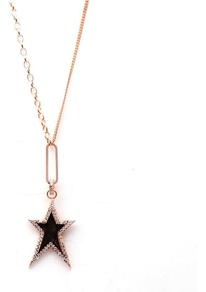 Yıldız Model Taşlı Rose Gold Kaplama Gümüş Kolye fiyatları