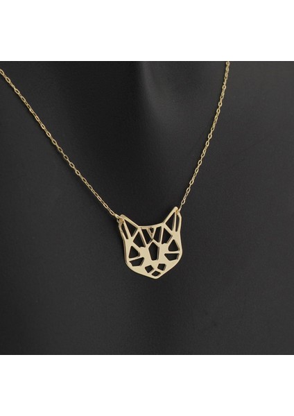 14K Altın Kedi Siluet Kolye 4N37039