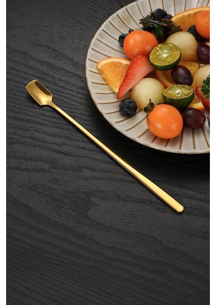 12 Adet Çelik 17 cm Uzun Kahve ve Smoothie Karıştırma Kaşığı