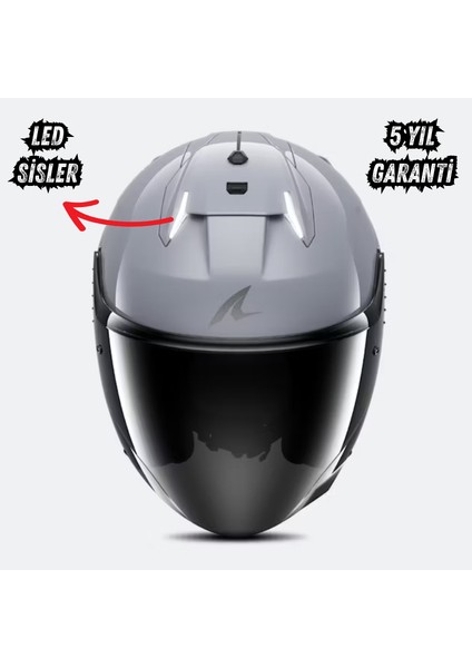 Skwal I3 Jet Dark Shadow (Ece 22.06) Ledli Açık Kask (Dar Kalıp)