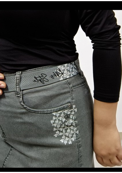 Büyük Beden Ince Denim Kumaş Full Likralı Kemerli 95 cm Bilek Boy Uzun Etek indirimleri