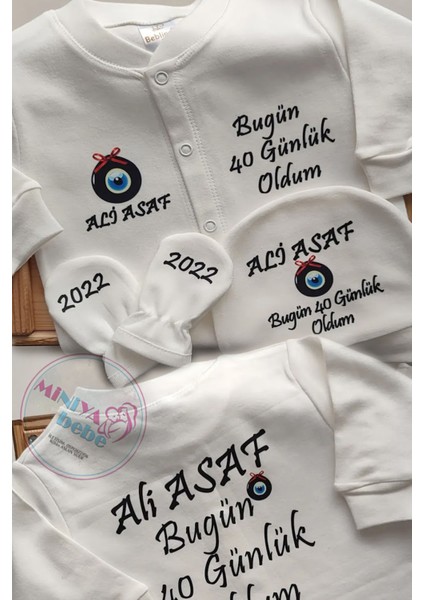 Miniya Bebe Bugün 40 Günlük Oldum Baskılı Isimli Tulum Seti