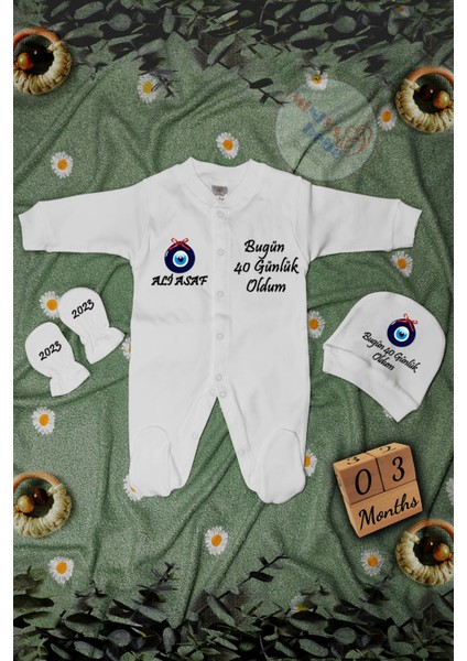 Miniya Bebe Bugün 40 Günlük Oldum Baskılı Isimli Tulum Seti