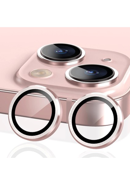 iPhone 15/15 Plus Kolay Kurulum Safir Parmak İzi Bırakmayan Anti-Reflective Kamera Lens Koruyucu Pembe