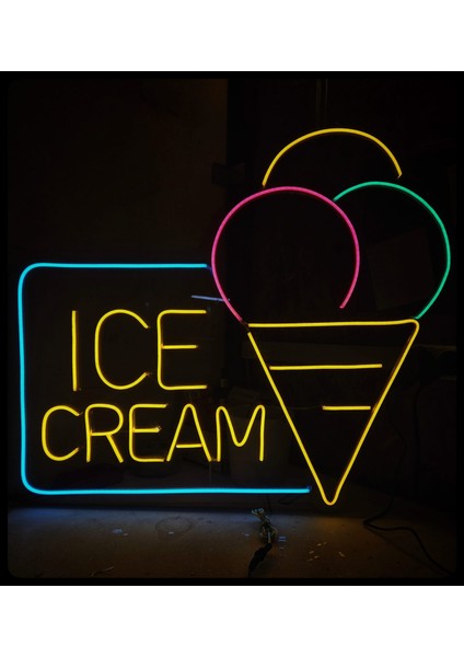 Cizgineon Ice Cream Işıklı Neon LED Duvar Dekarasyon
