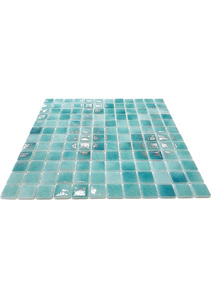 Mutfak Tezgah Arası, Havuz, Banyo, Sauna, Spa, ve Yaşam Alanlarının Tüm Yüzeyleri İçin. 25X25 mm P. Açık Turkuaz. 31.5X31.5 cm. Fileli Cam Mozaik. ( 1 M2 Fiyatıdır ) fırsatları