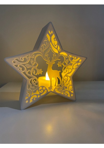 Ehlikeyif Özel Şık Tasarım LED Tealight LED Mumlu Yeni Yıl Geyik Yılbaşı Dekoratif LED Mum Dahıl