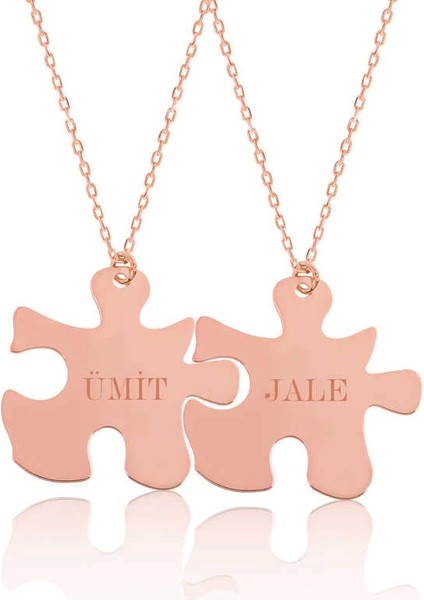 Gümüş Rose Kişiye Özel Puzzle Isimli Kolye