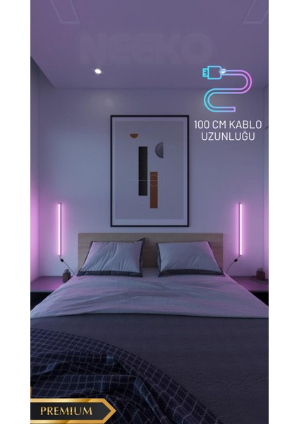 2 Adet Mini Duvar Aplik Uzaktan Kumandalı Rgb LED 16 Renk