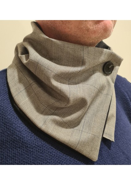 Yeni Model, Kışlık Açık Gri Flanel Kumaş Erkek Boyunluk-5