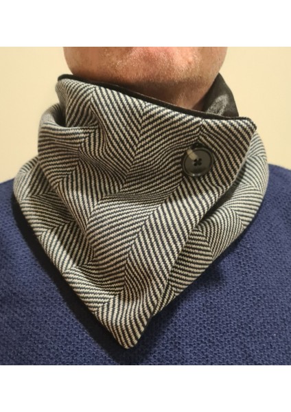 Yeni Model, Kışlık Flanel Balıksırtı Desenli Kumaş Erkek Boyunluk-3