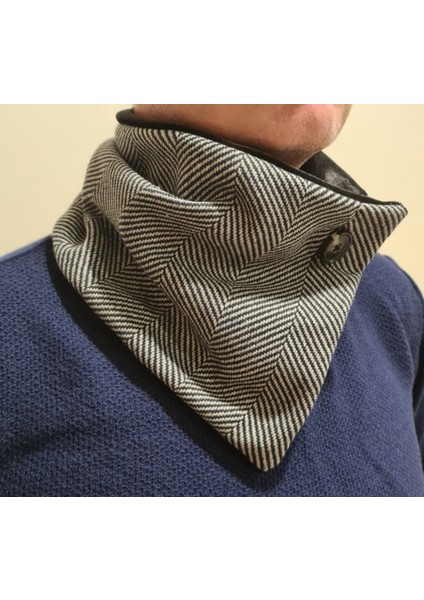 Yeni Model, Kışlık Flanel Balıksırtı Desenli Kumaş Erkek Boyunluk-3