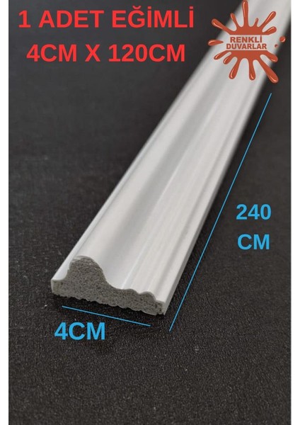 Dekoratif Boyanabilir 1 Adet 4 cm x 240 cm Eğimli Polistren Duvar Çıtası Salon Koridor Tablo Çıta