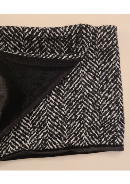 Yeni Model, Kışlık Siyah Yünlü Balıksırtı Desenli Erkek Boyunluk-1