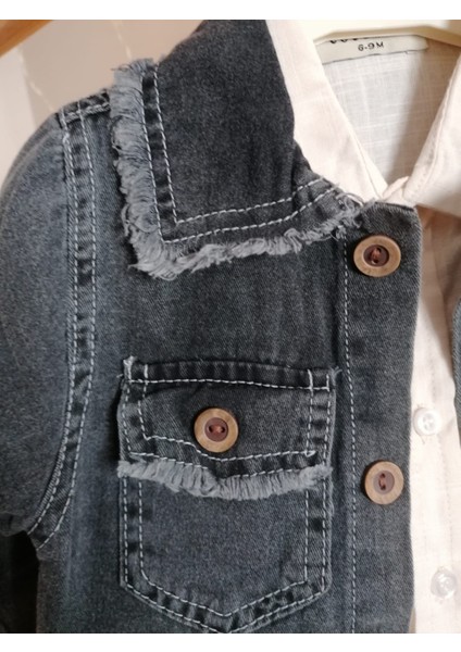 Mevsimlik Kot Ceketli Gömlekli Erkek Bebek 3 Lü Takım modelleri