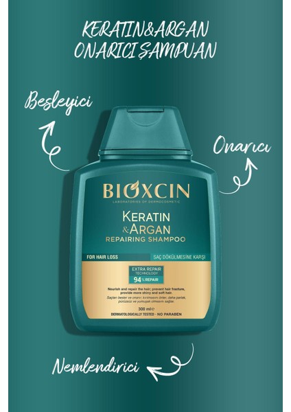 Keratin ve Argan Onarıcı Şampuan 300 ml - 3 Al 2 Öde 2 Adet