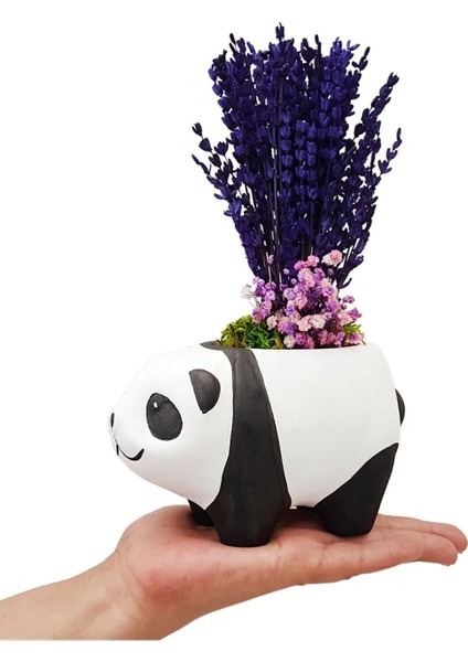 Mor Lavanta ve Cipso Tasarımı Seramik Panda Saksı Dekoratif Kuru Çiçek Hediyesi Ev Dekorasyon Home fiyatları