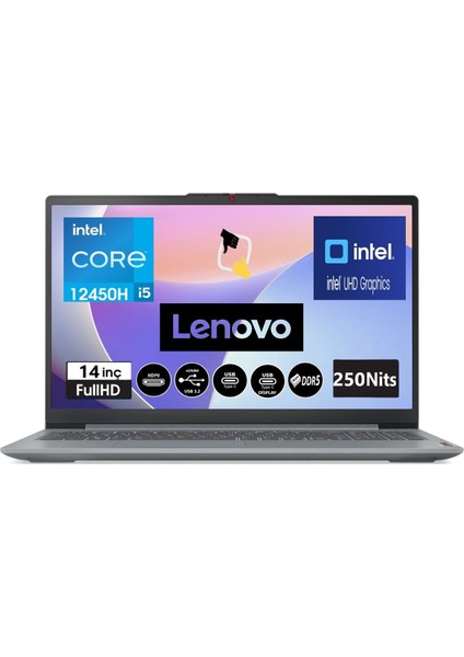 Ideapad Slim 3 Intel Core I5 12450H 8gb Lpddr5 1tb SSD Freedos 14" Fhd Taşınabilir Bilgisayar 83EQ0066TR Snertech