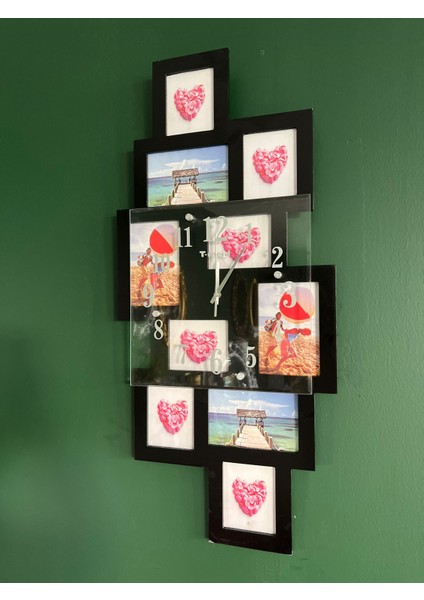 Resim Çerçeveli Sesiz Çalışan Duvar Saati