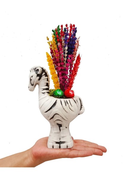 Seramik Zebra Saksıda Renkli Kuru Lavanta Hediye Dekoratif Kuru Çiçek Biblo Masa Ustu Dekorasyon modelleri