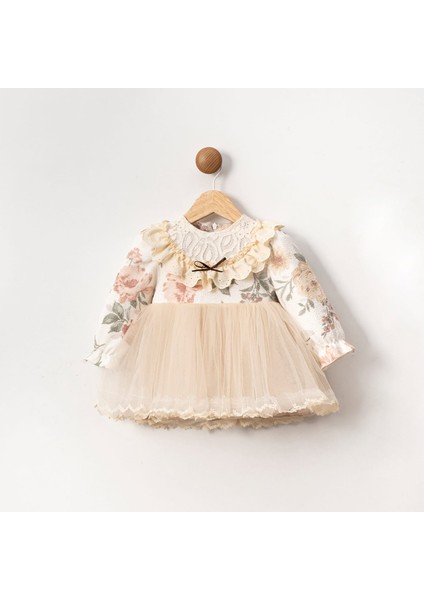 Doğum Günü Özel Gün Çiçek Desenli Tütülü Kız Bebek Elbise