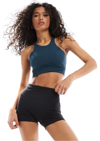 Kadın One Twist Hafif Destekli Hafif Astarlı Yüksek Yakalı Spor Sütyeni Mavi indirimleri