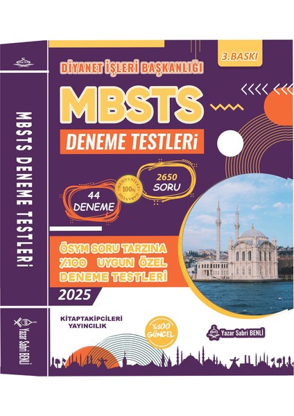 2025 Mbsts Deneme Testleri, Sabri Benli, Diyanet Işleri Başkanlığı, 2650 Soru 44 Deneme 420 Sayfa