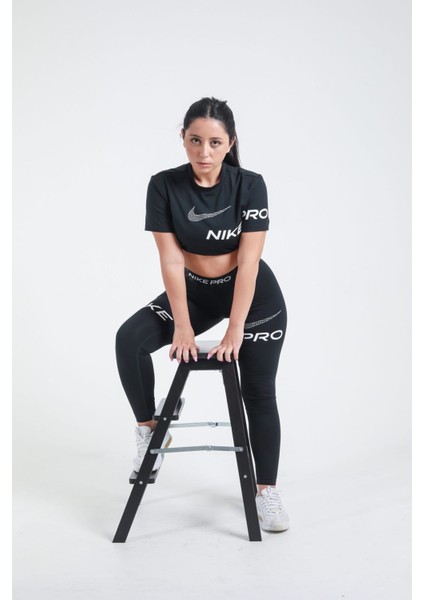 Pro Dri-Fit Mid-Rise Full-Length Graphic Training Siyah Kadın Tayt modelleri
