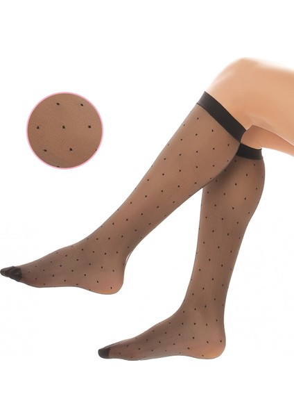 Kadın Nokta Desenli Dizaltı Çorap