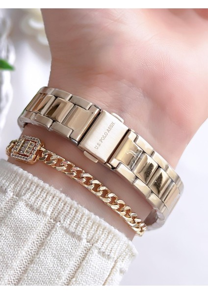 U.s.polo Assn Çelik Kordon 5 Atm Suya Dayanıklı Kadın Kol Saati+Bileklik Hediyeli USPA.2070.S04 modelleri