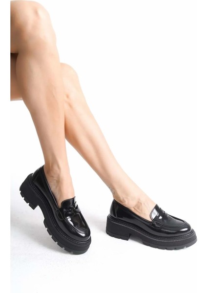 Kadın Oxford Loafer Ayakkabı Tokalı Günlük Ortopedik Iç Tabanlı - Siyah Rugan - 40 fiyatları