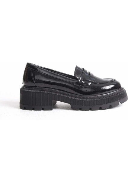 Kadın Oxford Loafer Ayakkabı Tokalı Günlük Ortopedik Iç Tabanlı - Siyah Rugan - 40 modelleri